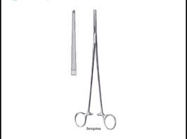 BENGOLEA haemostatic forceps straight 1x2 teeth 20cm